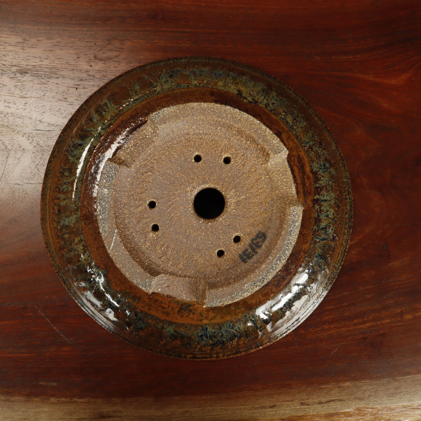 Round Glazed Textured Bonsai Pot