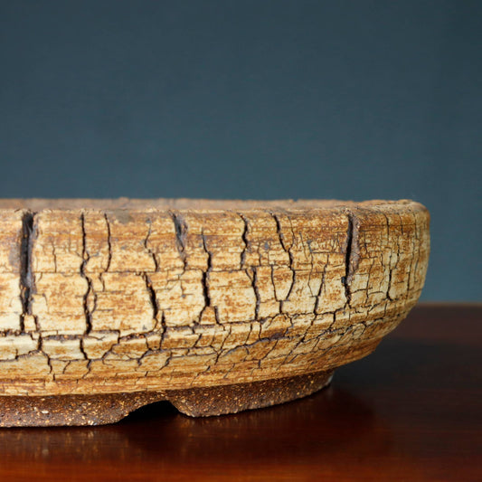 Round Crackle Texture Pot - Samarkand Pottery