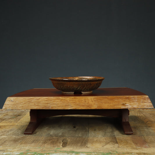 Round Glazed Textured Bonsai Pot