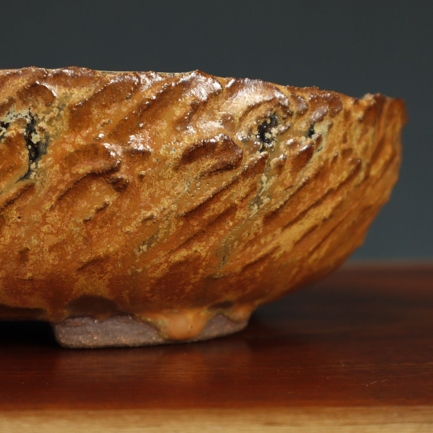 Marg Fenn Textured Glazed Oval Pot