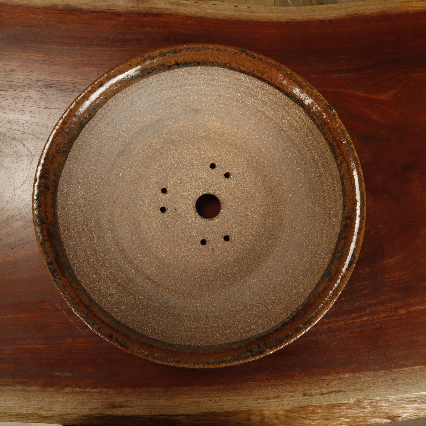 Round Glazed Textured Bonsai Pot
