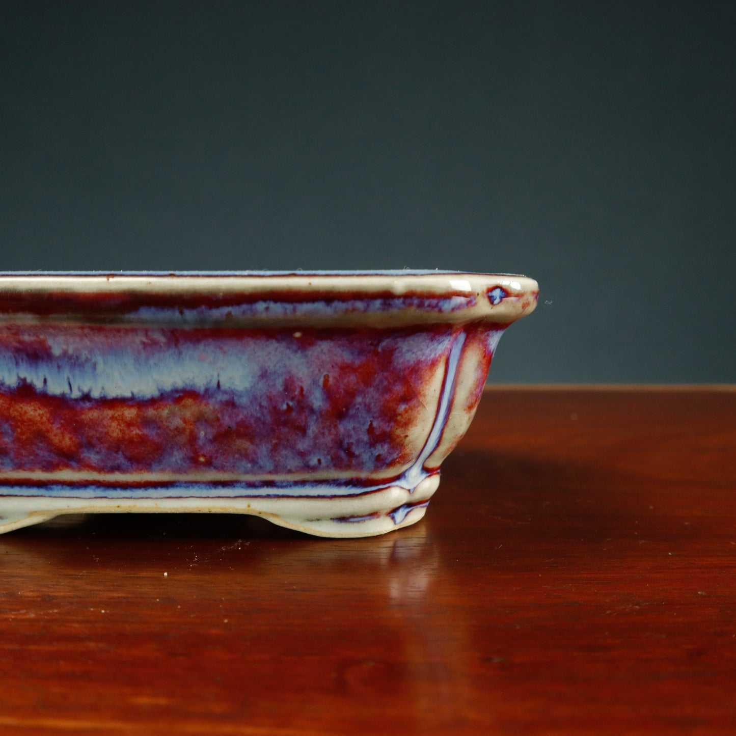 Chinese Glazed Rectangle Bonsai Pot