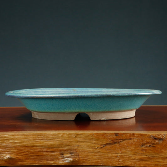 Shallow Oval Glazed Bonsai Pot - USED