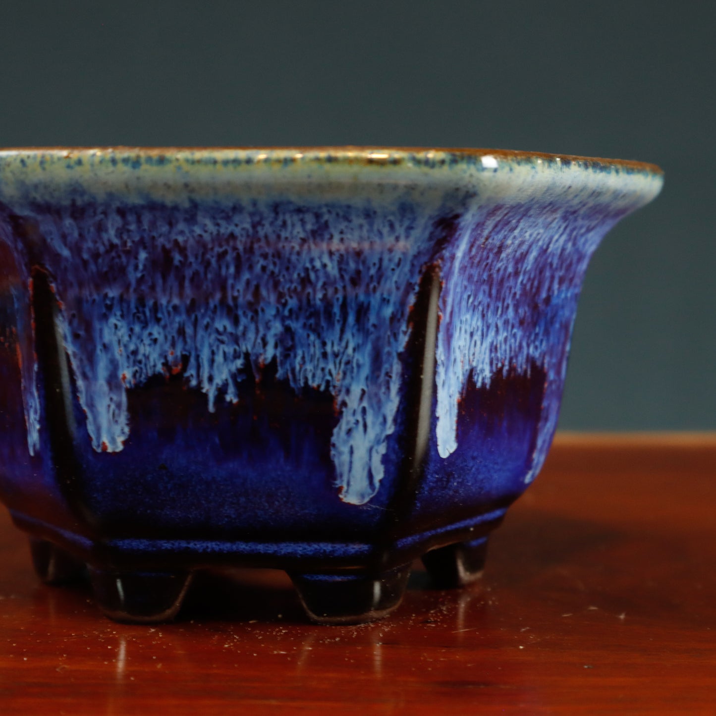 Chinese Drip Glaze Hexagonal Pot