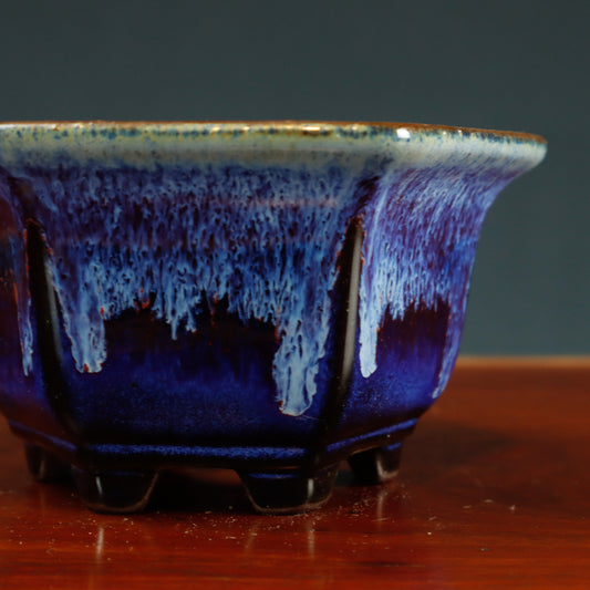 Chinese Drip Glaze Hexagonal Pot