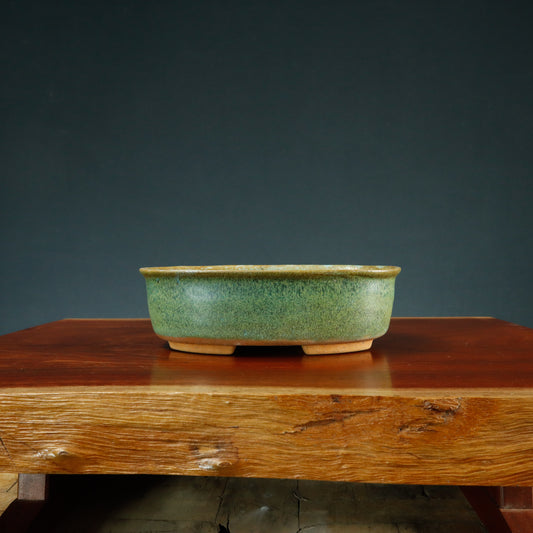 Deep Glazed Oval Bonsai Pot - USED