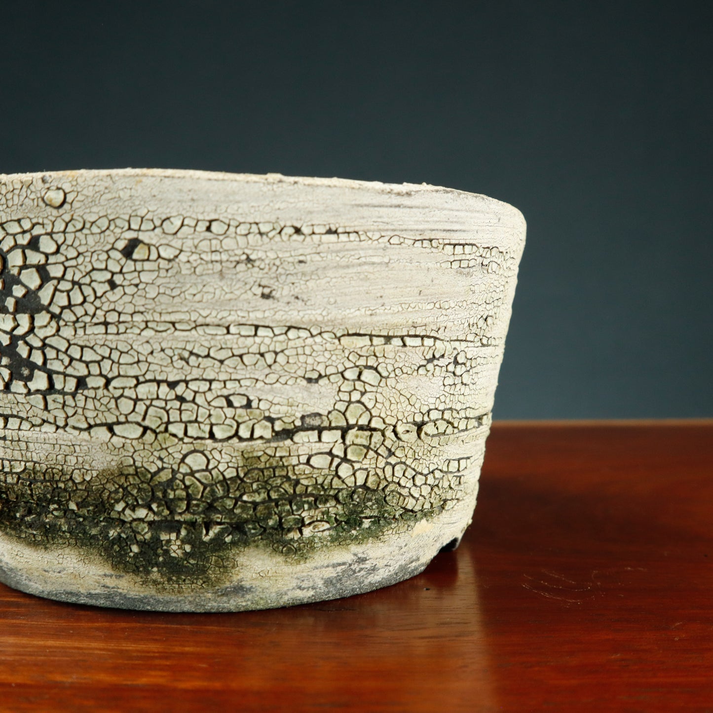 Denise Allen Textured Round Glazed Bonsai Pot - USED