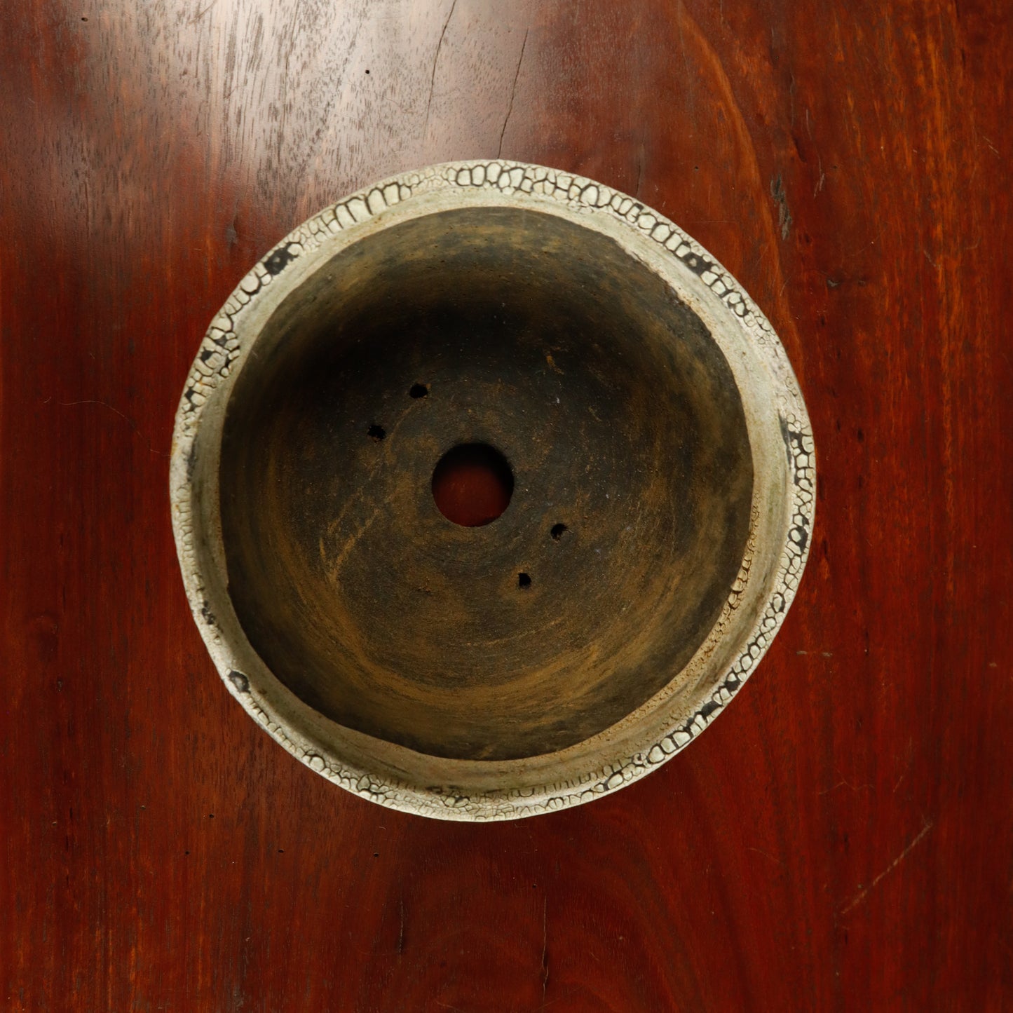 Denise Allen Textured Round Glazed Bonsai Pot - USED